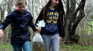 Two girls with trout
